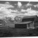 LevvArts Grand Teton National Park Picture Canvas Wall Art Black and White Moulton Barn Poster Prints USA Landscape Wyoming Canvas Artwork for Home Living Room Decor Framed Ready to Hang, 20"L x 36"W