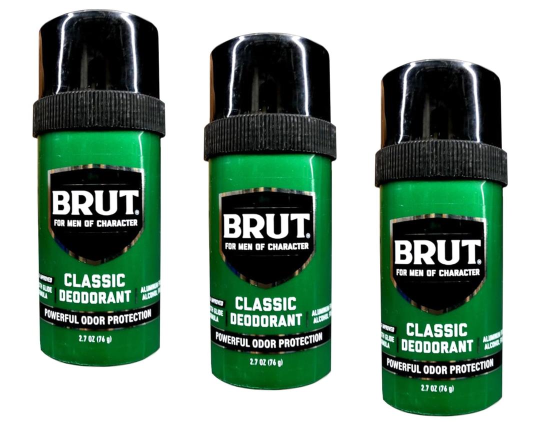Brut Deodorant 2.7 Ounce Round Solid Classic - Pack of 3