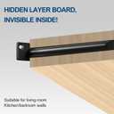 4 Pcs 6" Black Solid Steel Floating Shelf Bracket Blind Shelf Supports - Hidden Brackets for Floating Wood Shelves - Concealed Blind Shelf Support Screws and Wall Plugs Included