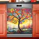 Abstract Tree Dishwasher Magnet Cover Sticker Magnetic Refrigerator Panel Front Door Fridge Microwave Decal (23 X 26 in)