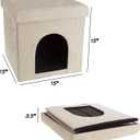 Pet House Ottoman - Collapsible Multipurpose Small Dog or Cat Bed Cube and Footrest with Cushion Top and Interior Pillow by PETMAKER (Microsuede Tan)