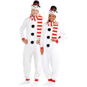 Wizland Fleece Snowman Costume for Adult Olaf Costume Women Hoodied Frozen Onesie Adult Plush One Piece Snowman Onesie Christmas S (S)