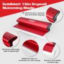 Goldblatt 16 Inch Drywall Skimming Blade, 0.3mm Stainless Steel Blade, Aluminum Body - Rigid Lightweight Drywall Knife with End Caps, Ergonomic Grip, for Mud, Repair Plaster Wall