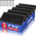4x10 Floor Regsiter Vent Covers for Home Floor Wall Ceiling - Black with Screws for Easy Installation - Heavy Duty Steel Walkable Finish for Quiet Adjustable Air Vent Cover 4 x 10 - 5 Pack