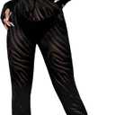 MakeMeChic Women's Sexy See Through Sheer Mesh Jumpsuits Cut Out Back Long Sleeve Skinny Club Party Outfits, S