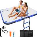 ALIFUN 6ft/8ft Inflatable Floating Dock, 6 Inches Thick Heavy Duty Lake Floats for Adults with Manual Pump, Inflatable Platform Island with Non-Slip Surface for Swimming Pool, River, Beaches and Ocean