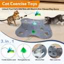 Interactive Cat Toys for Indoor Cats Exercise Toys Spin Feather Wand Tumbler Base, Touch Activate Mode Peek-A-Boo Felt Cover Toy Rechargeable