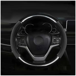 Car Steering Wheel Cover, 15 Inch Breathable Carbon Fiber Steering Wheel Protector, Anti-Slip Elastic Wheel Cover Classic Interior Accessories for Most Cars Trucks SUVs (Black)