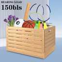 Collapsible Storage Bins, 23x15 Inches Plastic Stackable Utility Crates with Handles, Large Folding Containers Dolly Folding Baskets for Farm Home Office Organizing Tools, Books, Food, Drinks
