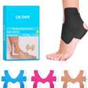 OK TAPE Precut Kinesiology Ankle Tape, 10 Pcs, Pain Relief, Prevent Ankle Sprain, Provide Support for Ankle Ligament, Elastic Athletic Tape, Breathable Kinetic Tape for Daily use - Black