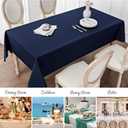 Veblandy Rectangle Tablecloth Waterproof 52x70 inch Linen Textured Table Cloth Stain and Wrinkle Resistant Washable, Decorative Fabric Table Cover for Dining, Party and Camping, Navy Blue