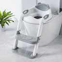 SKYROKU Toilet Potty Training Seat with Step Stool Ladder, Toddler Potty Seat for Kids and Toddler Boys Girls, Splash Guard and Safety Handles(Grey)