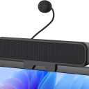 Computer Speakers with Microphone for Desktop PC, USB Monitor Speakers with Clip, Wired Laptop Sound Bar, Stereo & Bass, PC Speaker w/Mic for Meeting/Gaming/Online Learning, Easily Clamps to Monitor