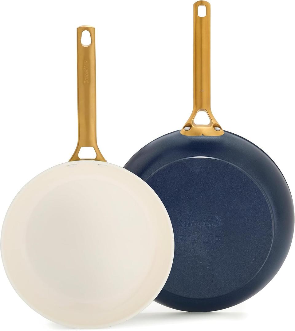 GreenPan Nonstick Reserve Pro 10 & 12 Frying Pan Set, NSF Certified Ceramic, Hard Anodized PFAS-Free Skillets, Stainless Steel Handles, Oven & Dishwasher Safe, Twilight Blue