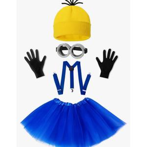 PCS Halloween Costume for Kids Girls,Goggles/Beanie/Tutu Skirt/Suspenders/Gloves Halloween Costume Accessories