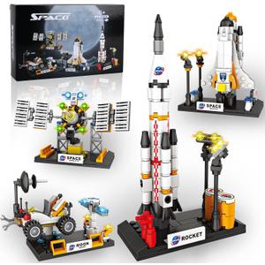 Space Exploration Shuttle Toys for Boys, STEM Aerospace Building Kit Toy with Rocket, Space Shuttle, Moon Buggy and Satellite, Best Gifts for 6, 7, 8, 9, 10+ Year Old Boys (415 PCS)
