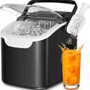 Antarctic Star Countertop Ice Maker with Handle, Selectable S/L Ice Size, 26.5 lbs/24Hrs, 8 Ice Cubes in 6 Mins, Auto-Cleaning, Portable with Ice Basket & Scoop for Home/Kitchen/Camping/RV