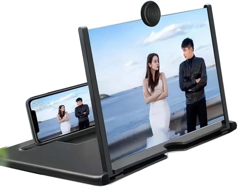 12" Screen Magnifier,3D HD Smart Mobile Phone Amplifier,Portable Phone Screen Video Magnifier Stand Bracket,Supports All Smartphones(Black)