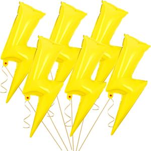 FEBSNOW 10 Pack 36 Inch Yellow Lightning Bolt Foil Party Balloons for Birthday Baby Shower Wedding Party Balloon Arch Decorations