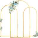 Toolterritary Wedding Arch Backdrop Stand 8FT, 7.2FT, 6.6FT Set of 3 Gold Metal Balloon Arch Stand with Stable Base, Banner Stand, Photography Backdrop, Party, Birthday, Baby Shower Decor