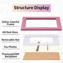 4x6 Glitter Picture Frame with Mat for 3x5, HD Real Glass Pastel Sparkle Photo Frames, Colorful Cute Fun or Unique 4 by 6 Artwork Framel for Tabletop or Wall Display Pink 2 Pack