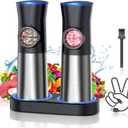 Gravity Electric Salt and Pepper Grinder Set - USB Rechargeable Automatic Grinder - Generous Capacity - Adjustable Fineness - One Handed Operation, Stainless Steel Construction, LED Light