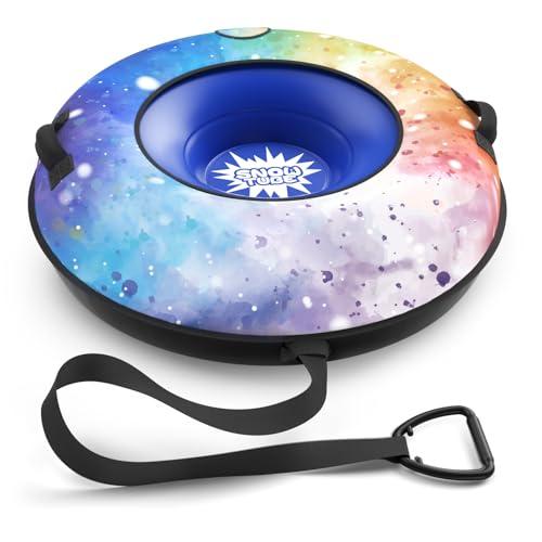 Snow Tube Sled, Snow Tubes for Sledding Heavy Duty with Premium Canvas Cover, 48" Inflatable Snow Sled for Kids and Adult Fun Snow Toys Winter Outdoor Toys for Boys Girls Ideal Christmas Birthday Gift