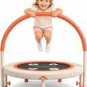 Happin 36'' Toddler Trampoline Indoor, Foldable Mini Trampoline for Kids Ages 2-6, ASTM Certified, Adjustable Handle, Safety Pad for Indoor & Outdoor, Baby Trampolines, for Boy & Girl