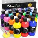 Nicpro 18 Colors Permanent Fabric Paint (8.45 oz, 250 ml) Soft Fabric Paint for Clothes, Non-Toxic Textile Paint for Fabric DIY Crafts, T-shirts, Shoes Jeans Bags Canvas for Adult with Color Wheel