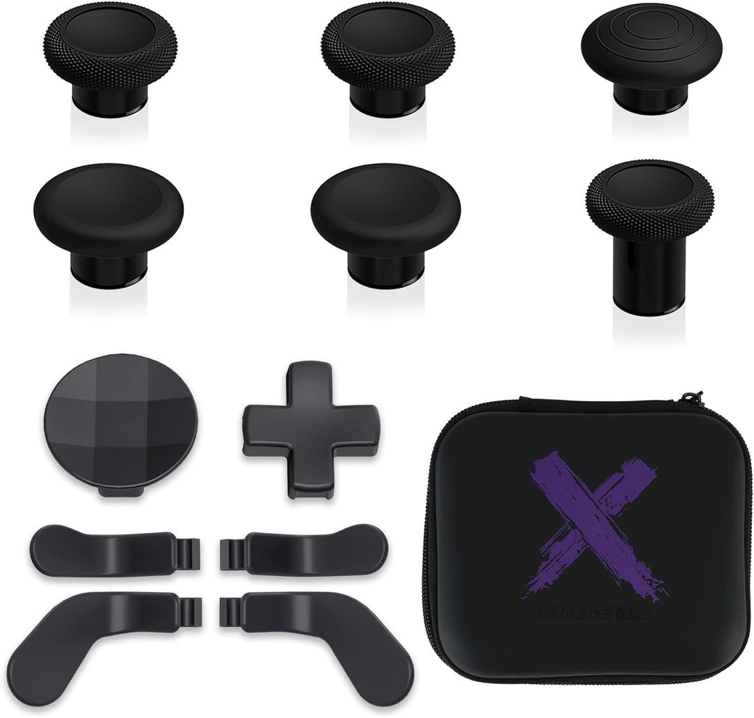 eXtremeRate 13 in 1 Component Pack Kit for Xbox Elite Series 2 Controller, 6 Metal Thumbsticks & Adjustment Tool, 2 D-Pads, 4 Paddles for Xbox Elite Series 2 Core Controller - Metallic Black