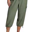 RBX Active Women's Plus Size Fashion Lightweight Woven Body Skimming Drawstring Cargo Capri Pant, 2X