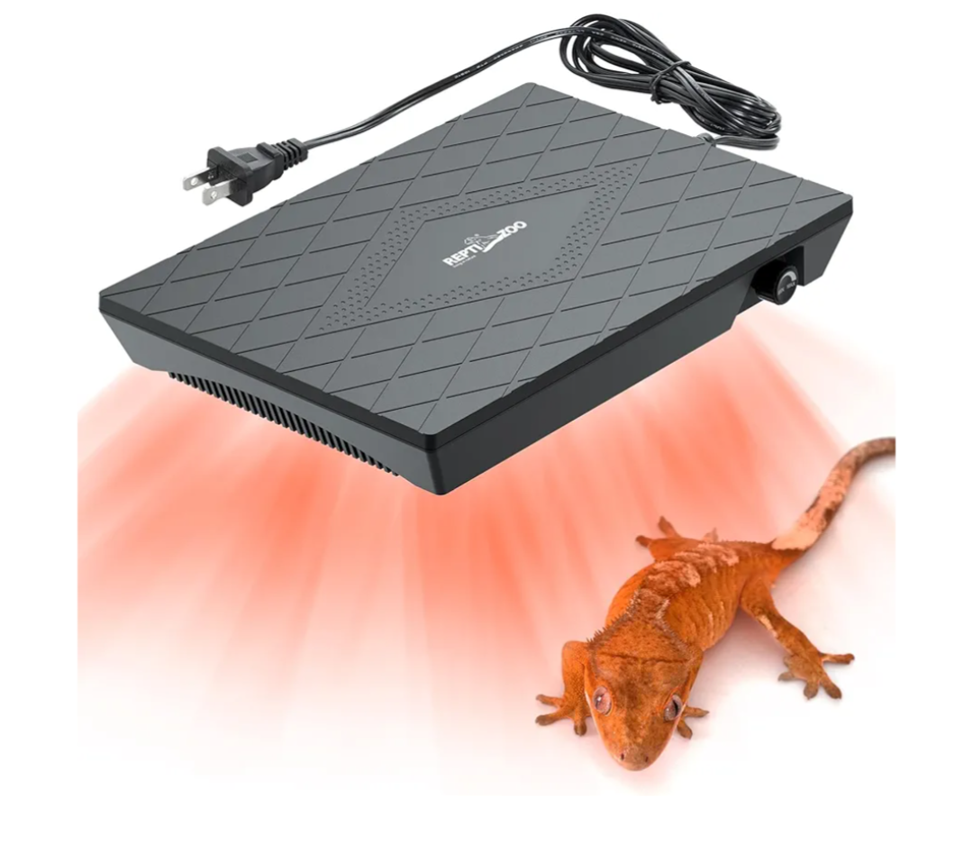 REPTI ZOO Reptile Heat Panel Adjustable Temperature Reptile Heating Plate, Non-Light Heating Solution with Expanded Heating Range for Hermit Crabs/Leopard Geckos/Turtles/Snakes/Lizards