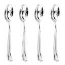 Liacere 200PCS Silver Plastic Spoons - Heavy Duty Disposable Spoons - dessert Spoons for Wedding & Party & New Year & Valentine's Day& Christmas