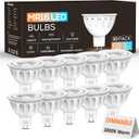 10 Pack Dimmable MR16 LED Bulbs, 12V 5W(50-Watt Equivalent), 3000K Warm White, GU5.3 Bi-Pin Base, 40-Degree, Indoor/Outdoor Landscape Spotlight Track Recessed Lighting