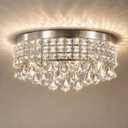 Chrome Crystal Flush Ceiling Light: Modern Dome Bedroom Bathroom Chandelier