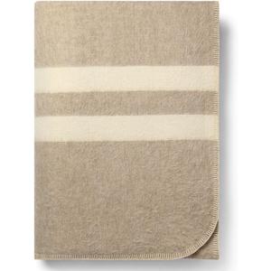 Thick Alpaca Wool Blanket Queen Size Heavyweight for Camping Outdoors or Using Indoors | Soft Peruvian Alpaca Wool Blankets (Beige - Ivory Stripes 2, Queen)