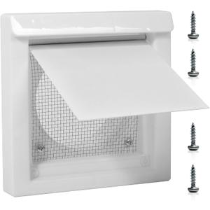 4" Dryer Vent Cover Outdoor Dryer Wall Vent for Outside Airflow Exterior Wall Vent Kit with Screen & 4 Screws White (1 Pack)