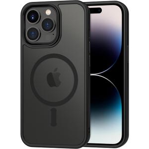 CACOE Magnetic Case for iPhone 14 Pro 6.1 inch-Compatible with MagSafe & Magnetic Car Phone Mount,TPU Thin Phone Cases Cover Protective Shockproof Anti-Fingerprint(Matte Black)