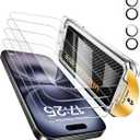 UNBREAKcable for iPhone 16 Plus Screen Protector 4+2 Pack [9H+ Military-Grade Shatterproof] [Effortless Bubble-Free Installation] Ultra HD Clarity Tempered Glass with Lens Protector, Case friendly