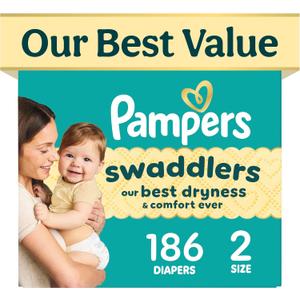Pampers Swaddlers Baby Diapers, Size 2, 186 Count
