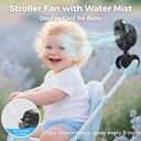 2026 Upgraded Misting Baby Stroller Fan Rechargeable, Flexible Tripod Clip for Car Seat Crib, Baby Shower Gifts & Baby Registry Search, Newborn Essentials for Beach Travel, Disney Summer Essentials, Small