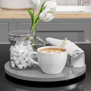 Greatseas Lazy Susan for Table Top Bamboo Lazy Susan Turntable for Cabinet Kitchen Countertop Organizer for Condiment Bathroom Counter Organizer Decor Sink Tray Silver 9 Inch