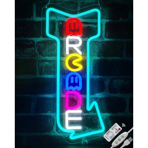 Arcade Neon Signs Arrow Style Right LED Light Dimmable Gaming Lights for Wall Decor USB Powered Neon Gaming Sign for Game Rooms, Bars, Pac-man Retro Arcade Decor Gifts for Teenage Boys, Kids