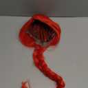 QACCF Long Red Braided Wig with Yellow Bow Hair Accessory Cosplay Costume Women Wig