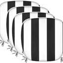 Outdoor Chair Cushions, Patio Chair Cushions Terrace Square Seat Cushion Waterproof Thick Black White Stripe 17 * 16 * 2 Inch (4, Black White, Memory Sponge)