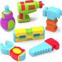 Tub Works Tools Mold Free Bath Toys, 6 Pack | Sealed, No Hole Bath Toys Design Keeps Moisture Out | Soft, Squeezable & Float on Water | Easy-Grip Baby & Toddler Bathtub Toys | Great for Baby Pools