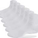 Forcool Diabetic Men's Women's Non Binding Loose Top Wide Diabetic Socks Large Ankle Low Cut Cotton Edema Diabetes Socks with Seamless Toe, 6 Pairs White Large