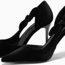 Coutgo Womens Stiletto High Heels Closed Pointed Toe Bow Pumps D'Orsay Wedding Bride Dress Shoes