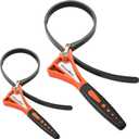ValueMax 2-Piece Strap Adjustable Wrench Set - Max 4" (S) & 6" (L), Oil & Water Filter Wrench, Jar & Shower Head Opener (Orange)