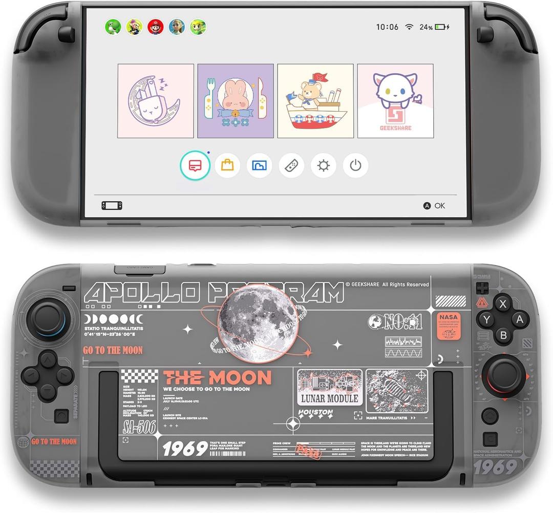 GeekShare Hard Case Compatible with Nintendo Switch 2 (2025), Anti-Scratch Dockable Protective Cover for Switch 2 with Detachable Joy Con, The Moon (Frosted White)